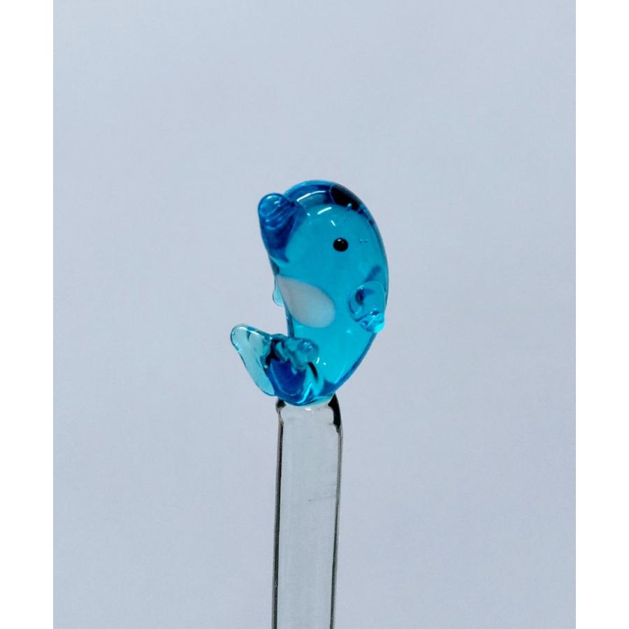 ガラス細工 マドラー イルカ 青 ミニチュア 雑貨 水族館 : きたの