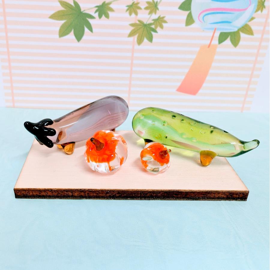 お盆飾り　ガラス細工　ミニチュア お盆飾りガラス細工ミニチュア