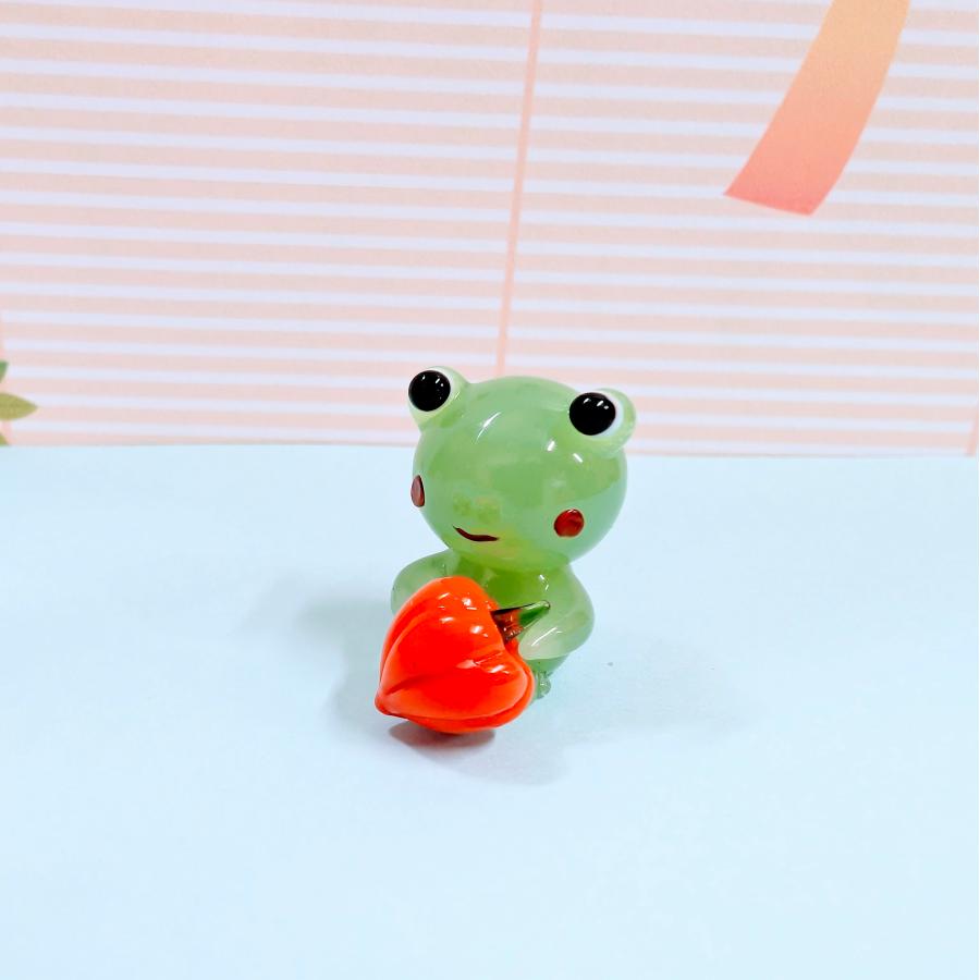 かえる　ガラス細工　ミニチュア 在庫処分セール＊ガラスのカエル ミニチュア蛙の置き飾り その他