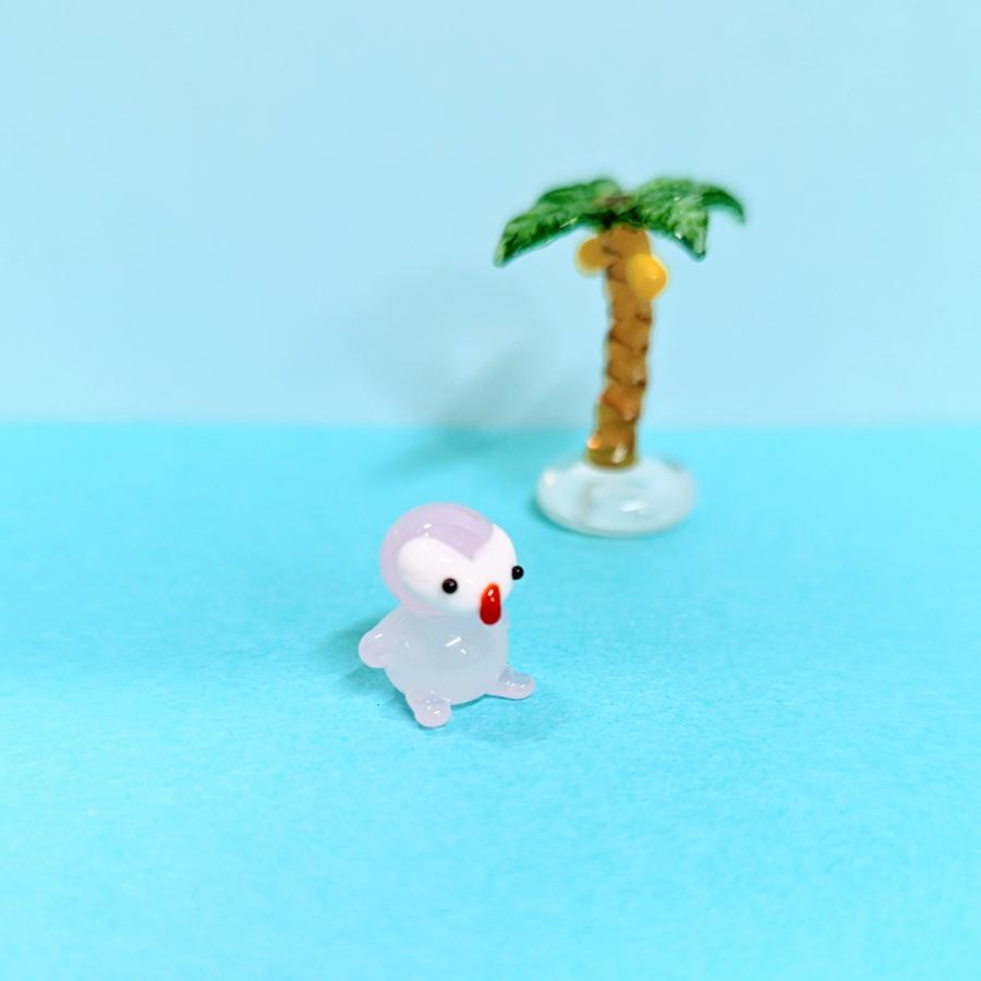 ガラス細工 ペンギン（S）ピンク ミニチュア 雑貨 置物 小物 海