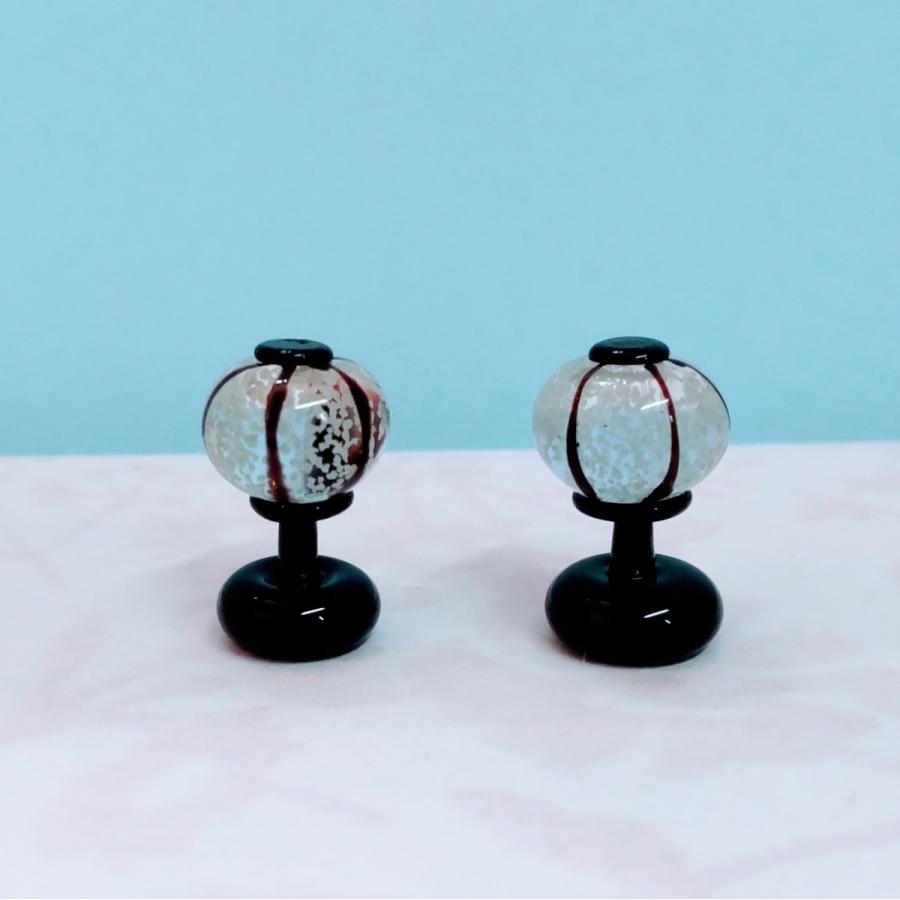 ガラス細工 蓄光ぼんぼりペア（S) ミニチュア 置物 雑貨 小物 雛人形