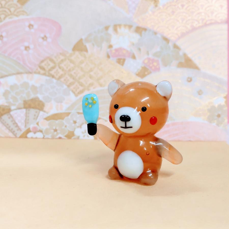 くま茶色ガラス細工ミニチュア