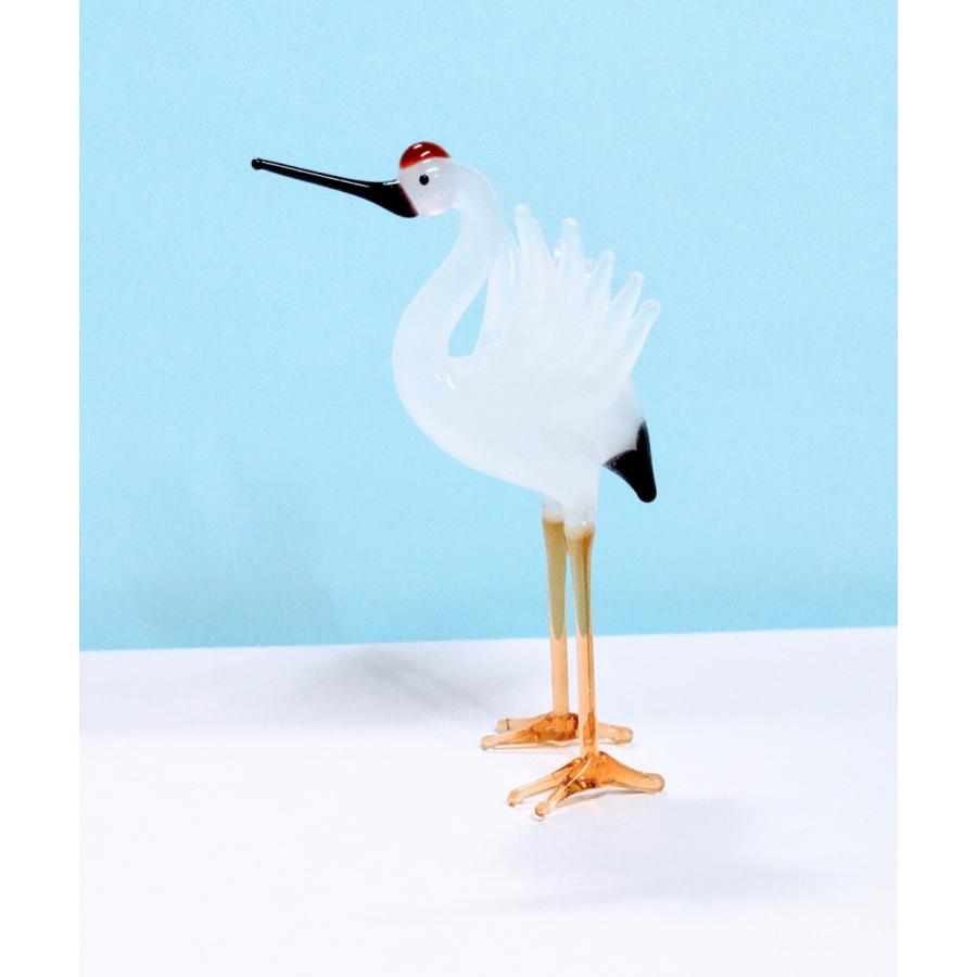ガラス細工 ツル2羽セット（L) ミニチュア 置物 雑貨 動物 鳥 鶴