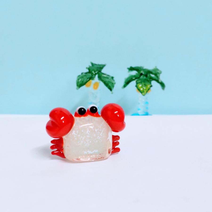 ガラス細工 蓄光カニ ミニチュア 置物 雑貨 小物 蟹 海 : きたのガラス