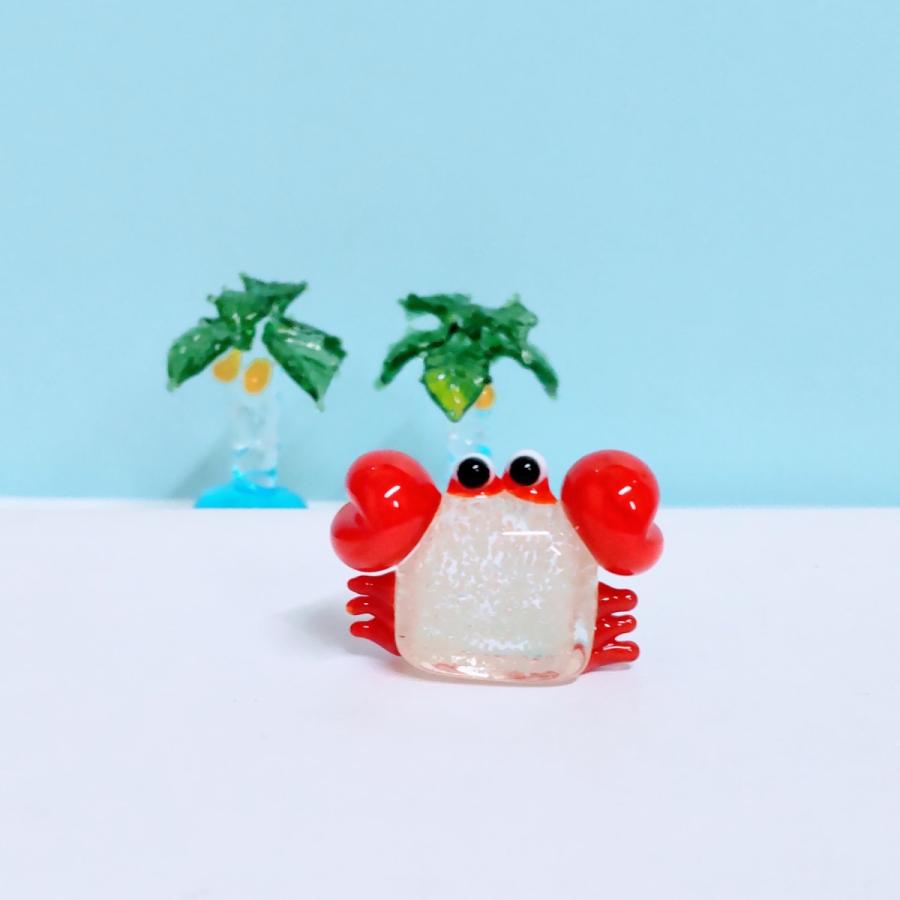 ガラス細工 蓄光カニ ミニチュア 置物 雑貨 小物 蟹 海 : きたのガラス