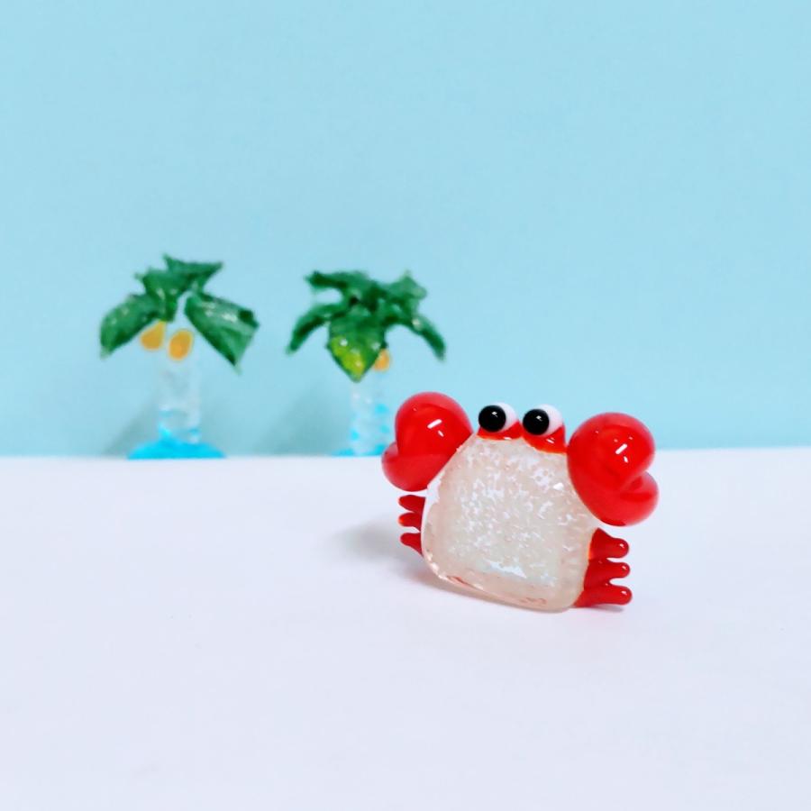 ガラス細工 蓄光カニ ミニチュア 置物 雑貨 小物 蟹 海 : きたのガラス