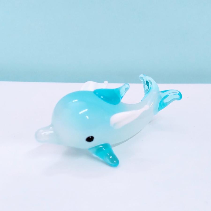 ガラス細工 天使イルカ ミニチュア 置物 雑貨 イルカ 水族館 海 小物 