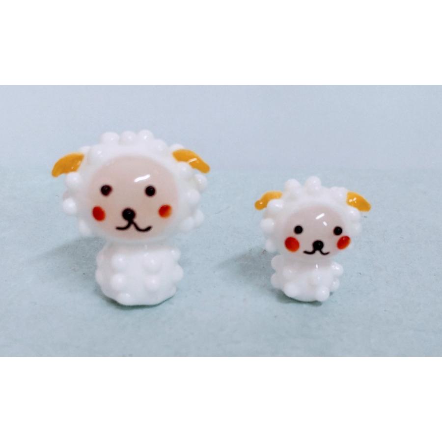 ガラス細工 12支親子 未 ひつじ（布台付）ミニチュア 置物 干支 十二支