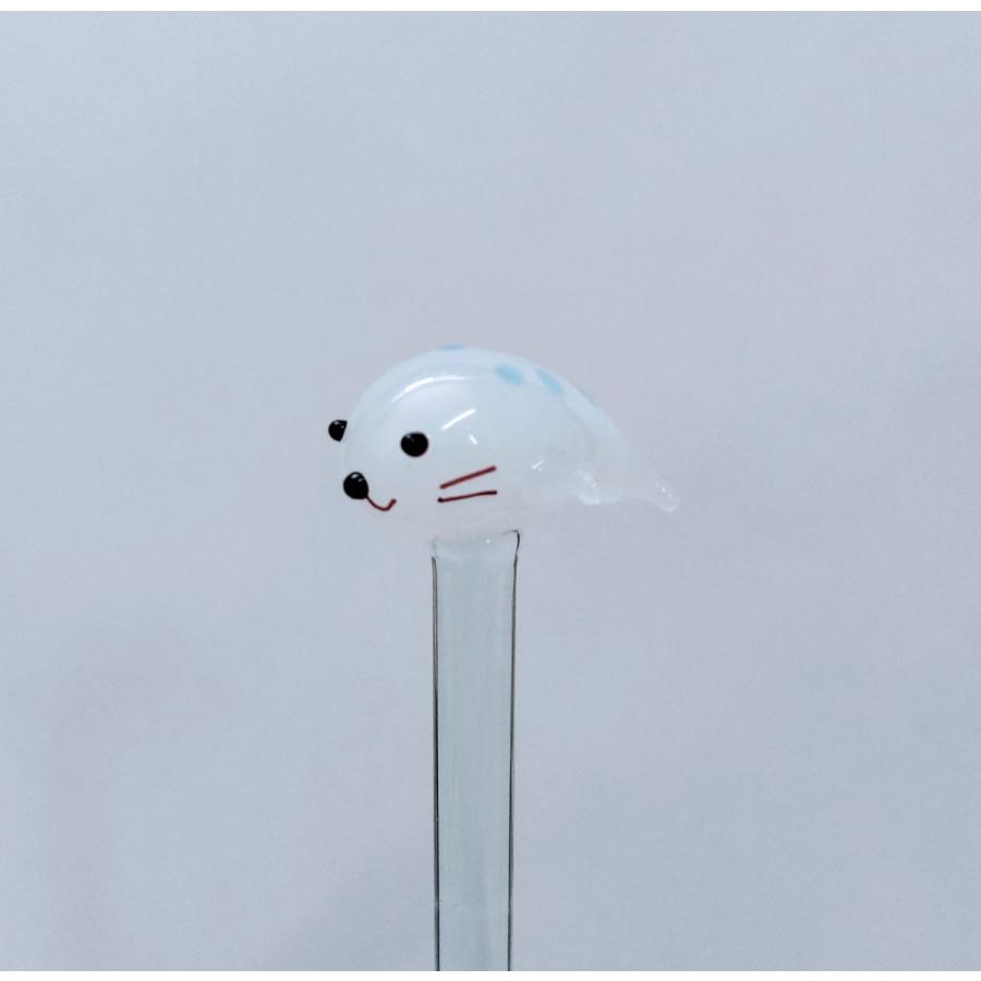 ガラス細工 マドラー アザラシ 白（半玉）ミニチュア 雑貨 水族館