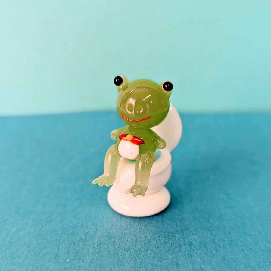 ガラス細工 トイレ カエル ミニチュア 置物 雑貨 動物 : きたのガラス