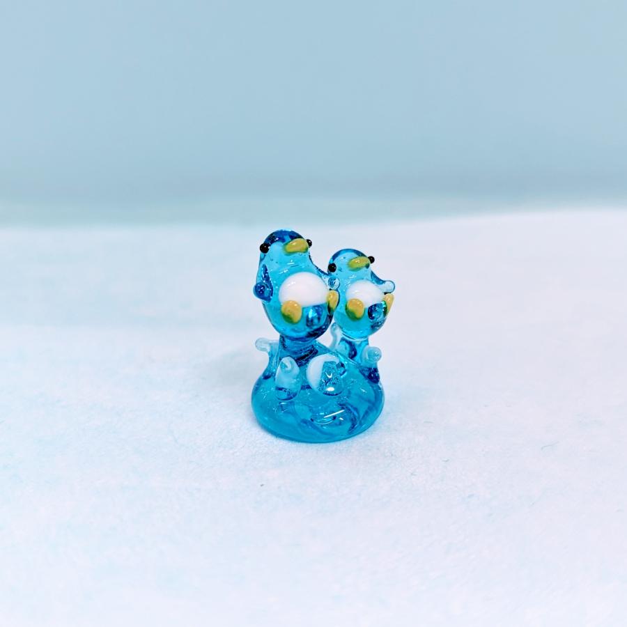 ガラス細工 ミニミニ波乗りペア ペンギン ミニチュア 雑貨 置物 小物