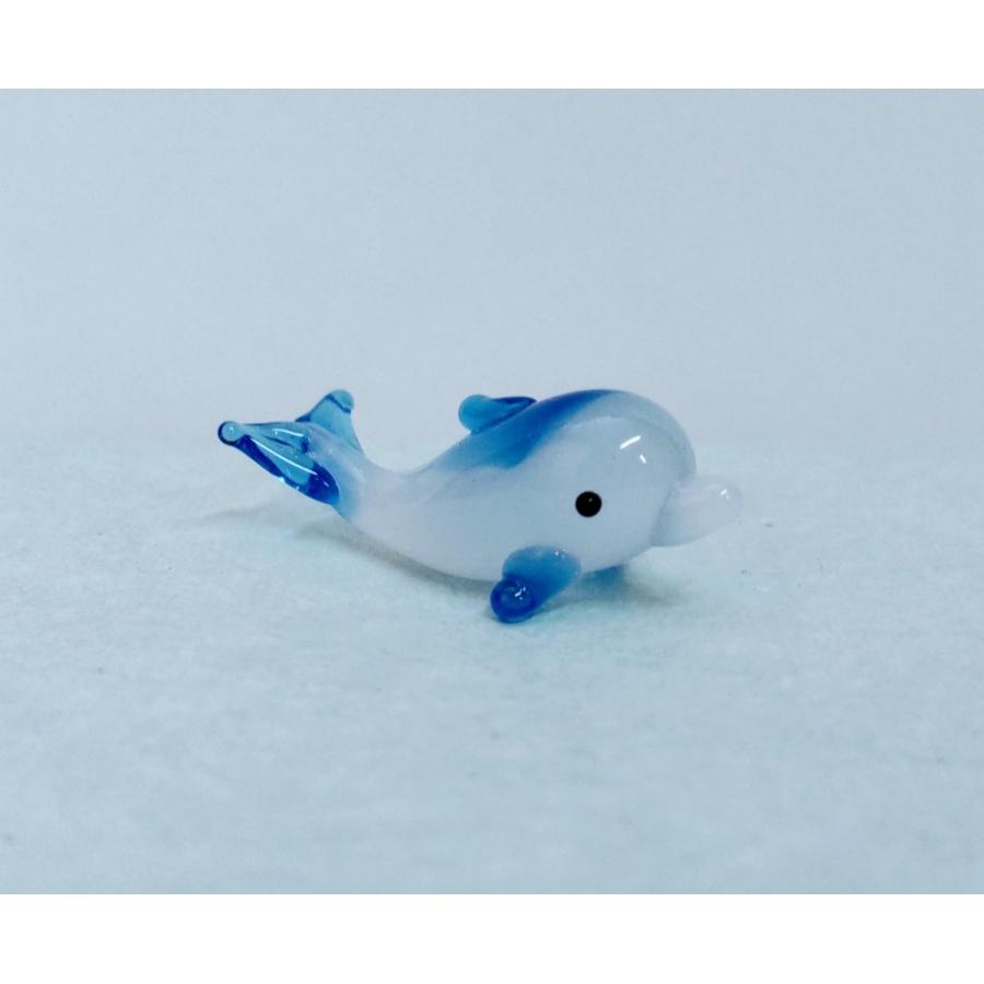 ガラス細工 イルカ（S) 青 ミニチュア 置物 雑貨 水族館 海 小物
