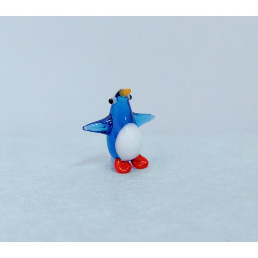 ガラス細工 ペンギン（S) 青 ミニチュア 置物 雑貨 水族館 海 小物
