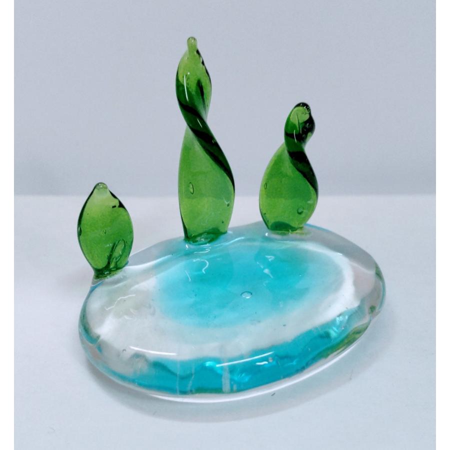 ガラス細工 海草台（L) ミニチュア 置物 雑貨 海 小物 ディスプレイ