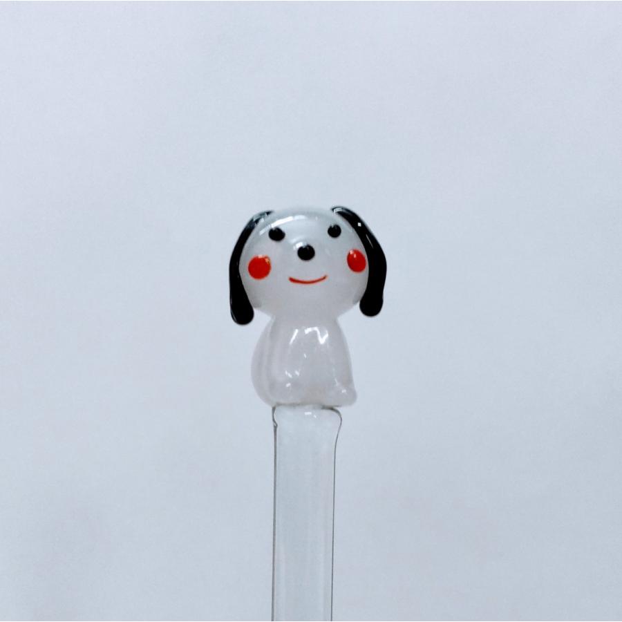 ガラス細工 マドラー イヌ 白 ミニチュア 信用 動物 雑貨