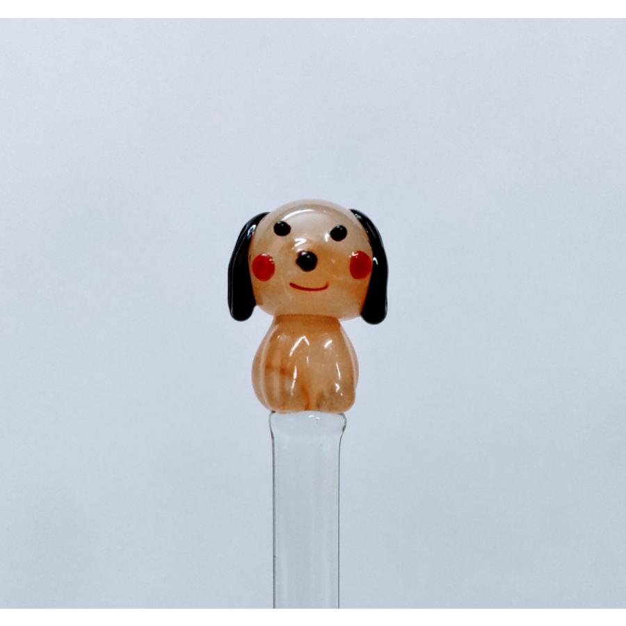 ガラス細工 マドラー イヌ 茶 ミニチュア 雑貨 動物 : きたのガラス