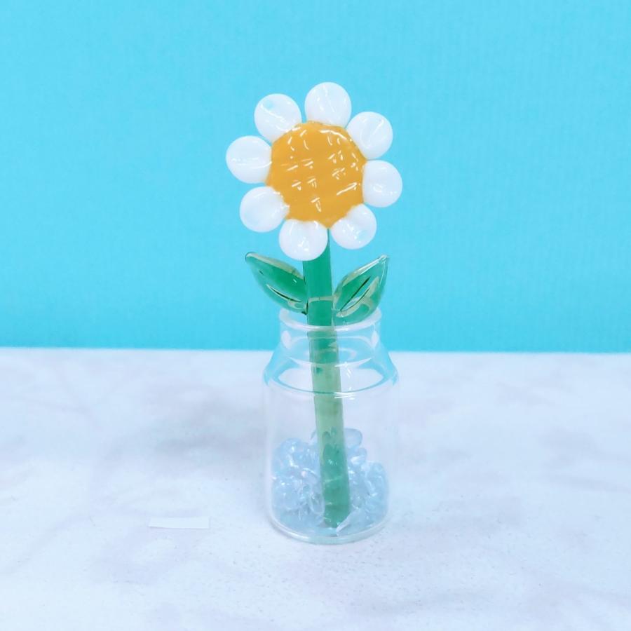 ガラス細工 一輪挿し マーガレット ミニチュア 雑貨 置物 小物 花