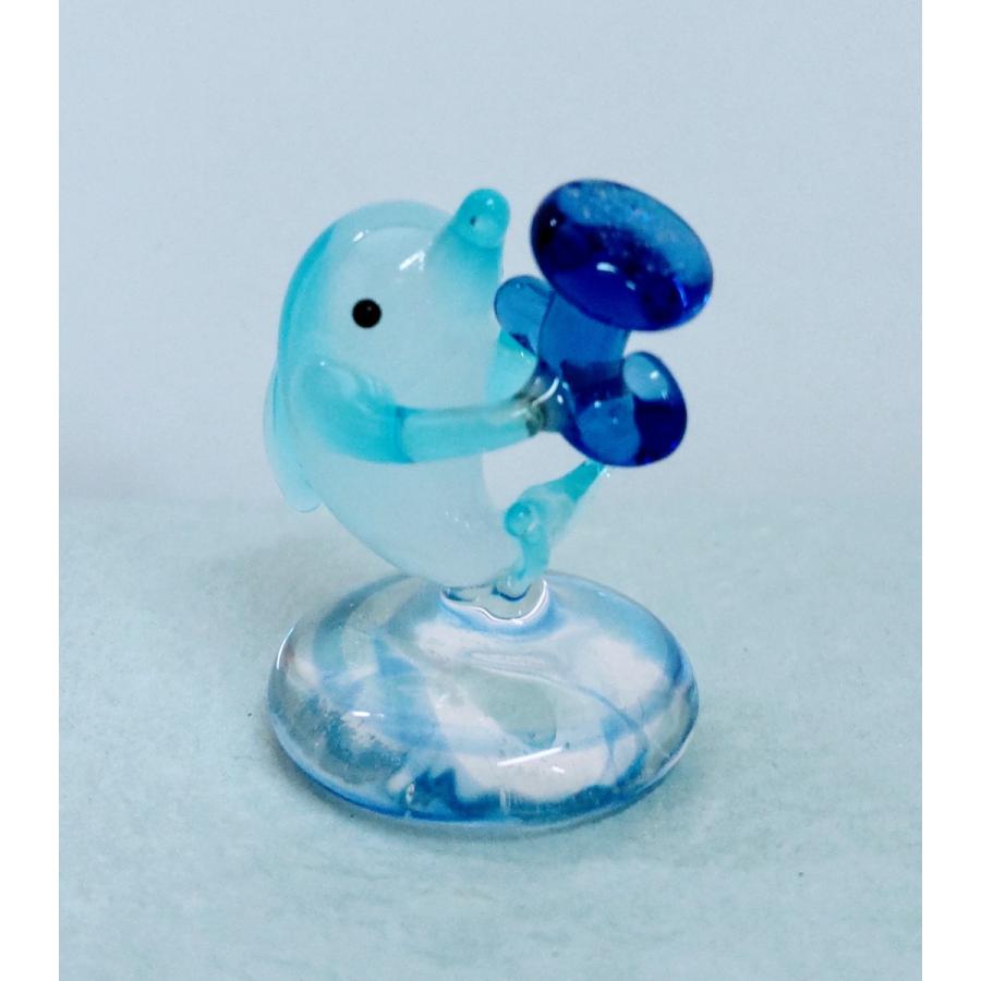 ガラス細工 イルカバンド チューバ ミニチュア 置物 雑貨 イルカ