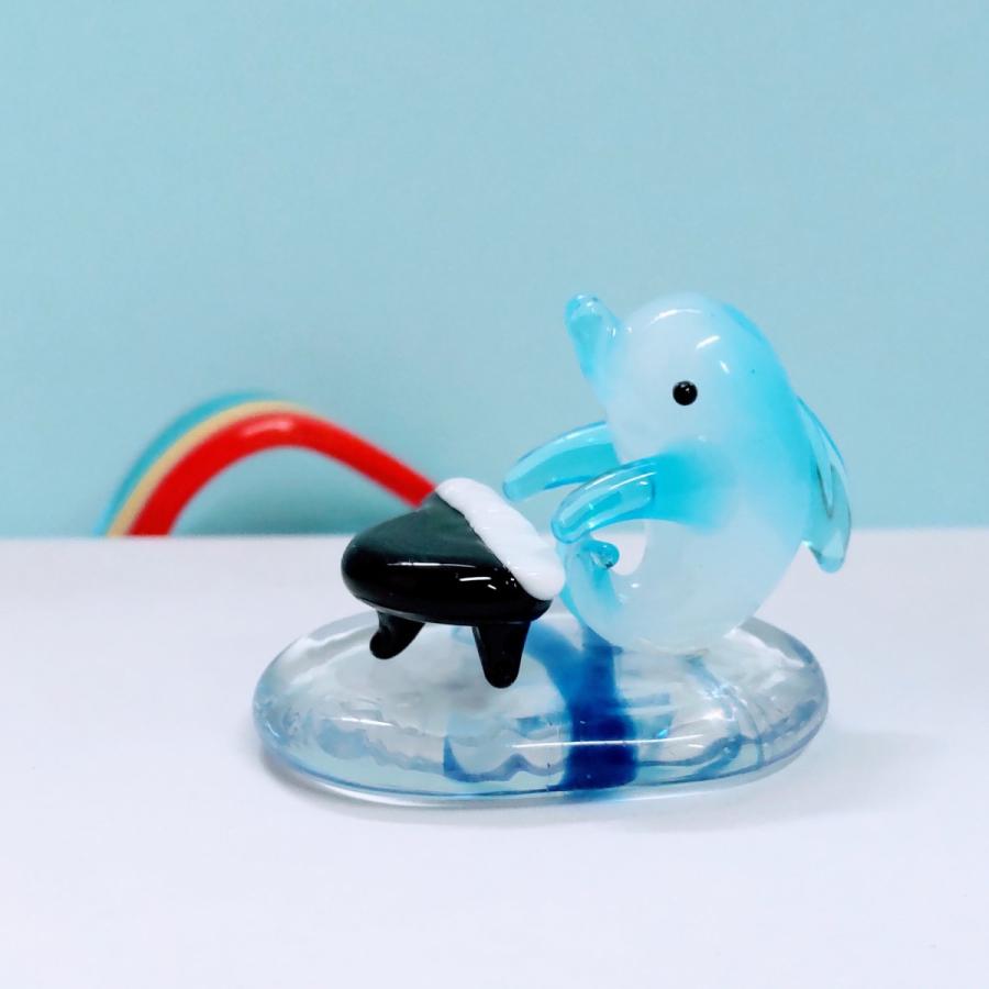 ガラス細工 イルカバンド ピアノ ミニチュア 置物 雑貨 イルカ 水族館