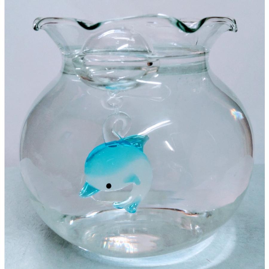 ガラス細工 浮き玉 イルカ 青 ミニチュア 雑貨 水槽 : きたのガラス