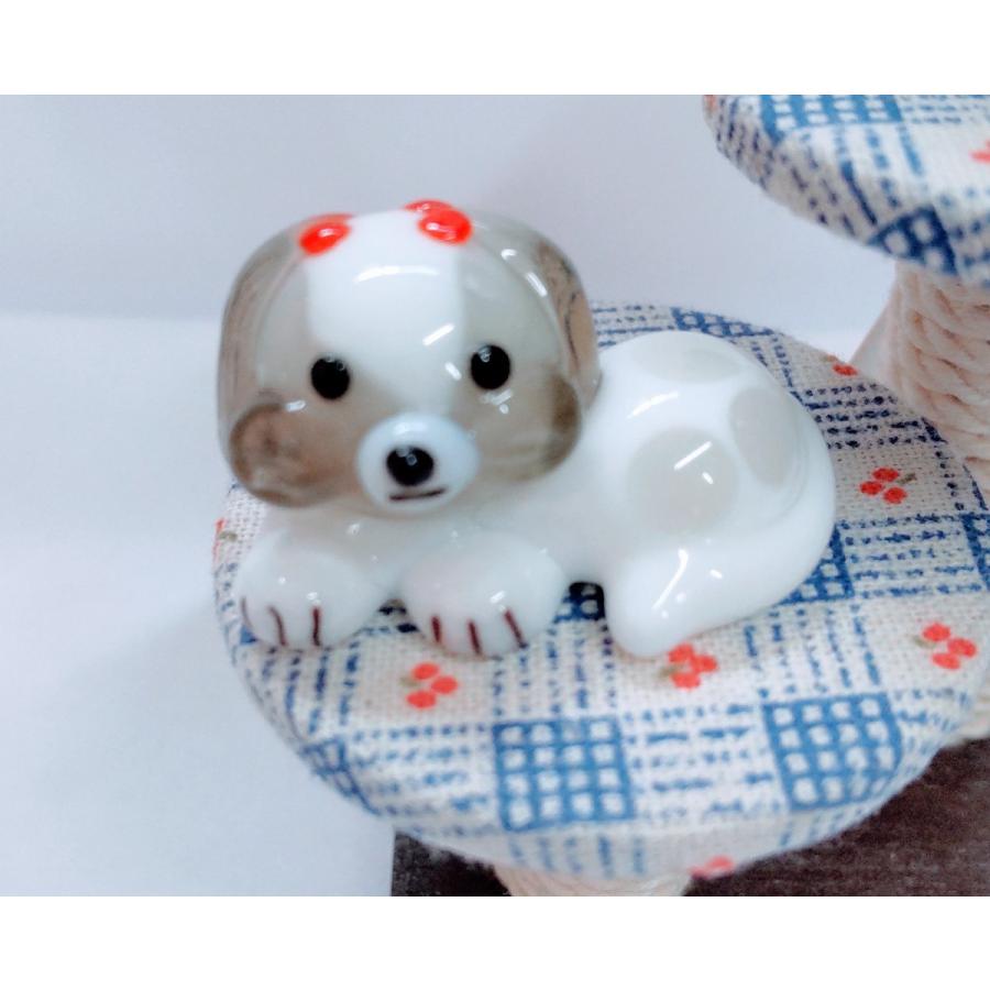 ガラス細工 シーズー 横 ミニチュア 置物 雑貨 犬 小物 動物 : きたの