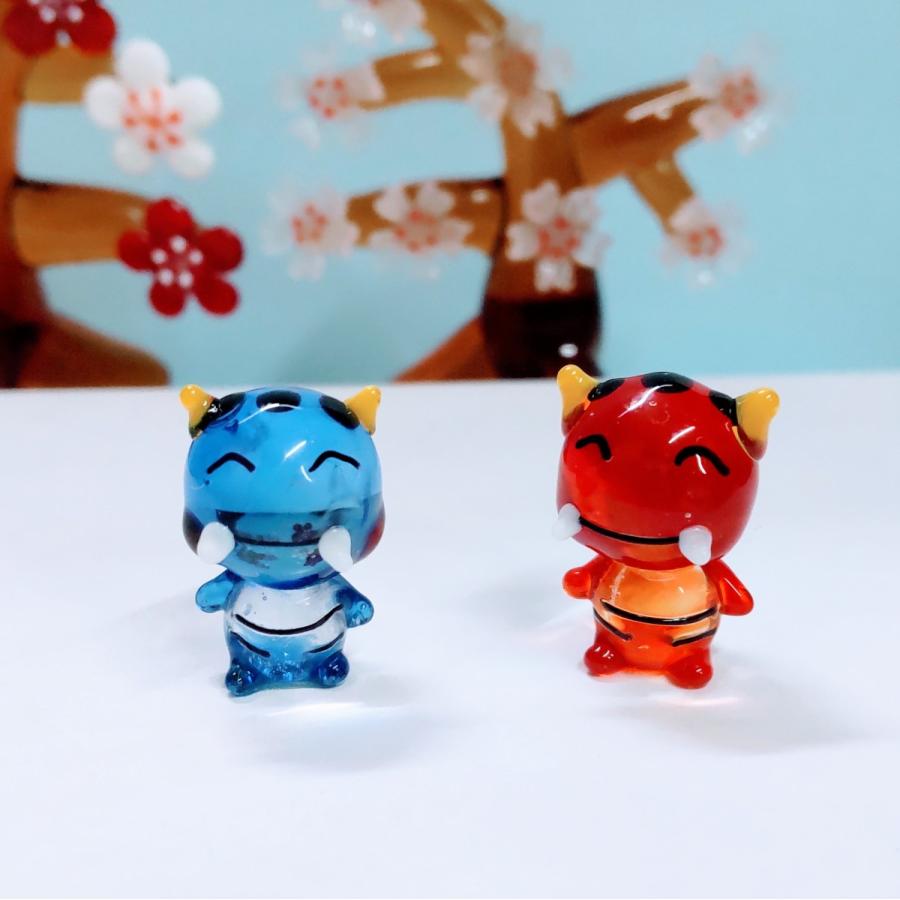 ガラス細工 福鬼(S) 青 ミニチュア 置物 雑貨 小物 節分 : きた ガラス細工 福鬼(S) 青 ミニチュア 置物 雑貨 小物 節分 : きた