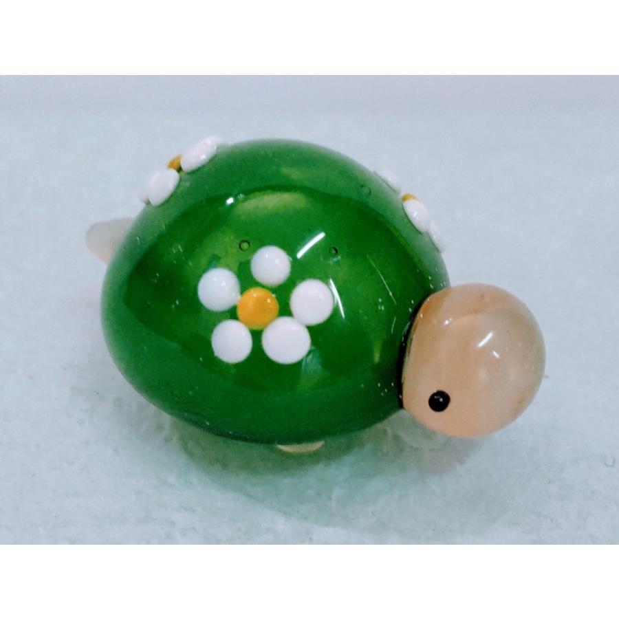 ガラス細工 花カメ ミニチュア 置物 雑貨 水族館 かめ 花 海 小物