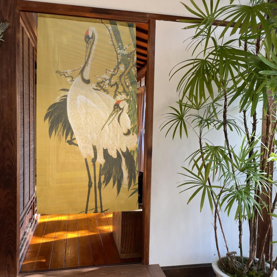 のれん 暖簾 和風 伊藤若冲 竹梅双鶴図 85×150cm 日本製 : BIC SHOP