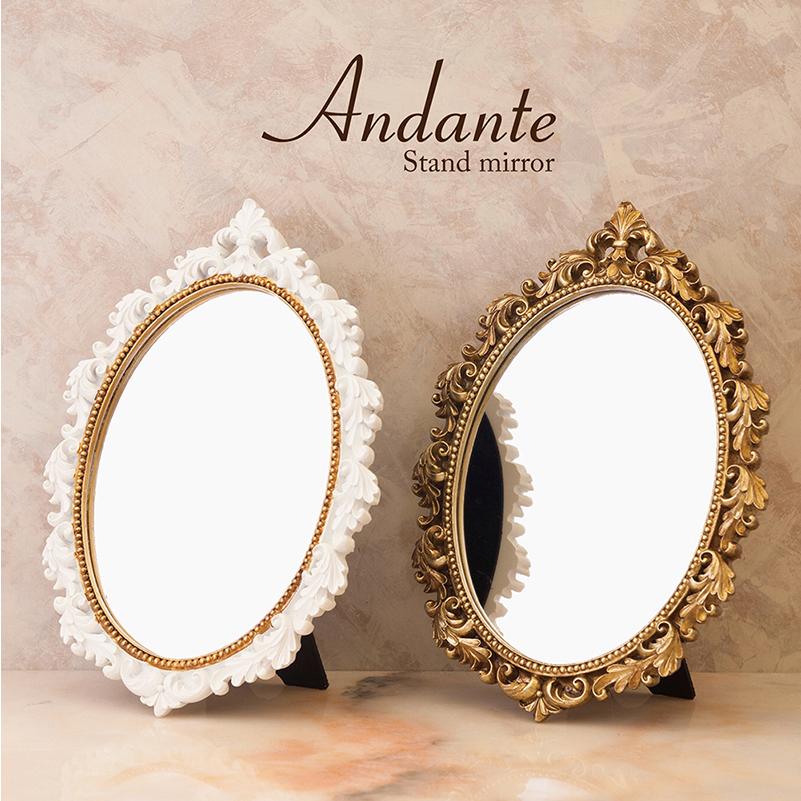 鏡 ミラー Andante アンダンテ スタンド・ウォールミラー オーバル
