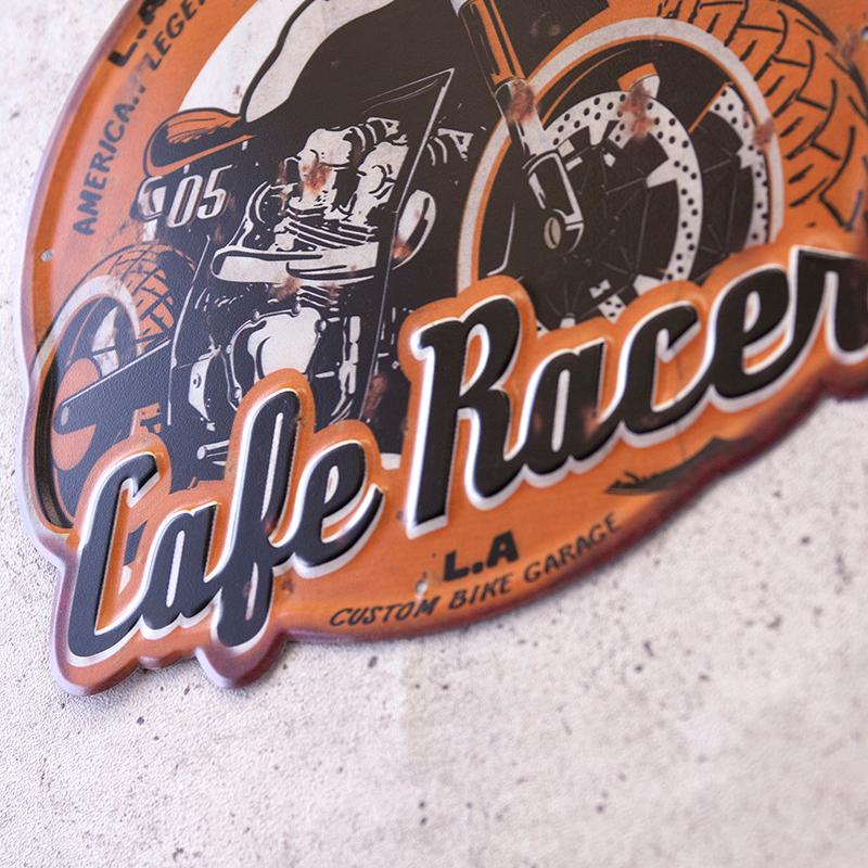 看板　壁面装飾　ブリキ看板　アンティークエンボスプレート　レクト★Cafe Racer　アメリカン雑貨 |  | 05