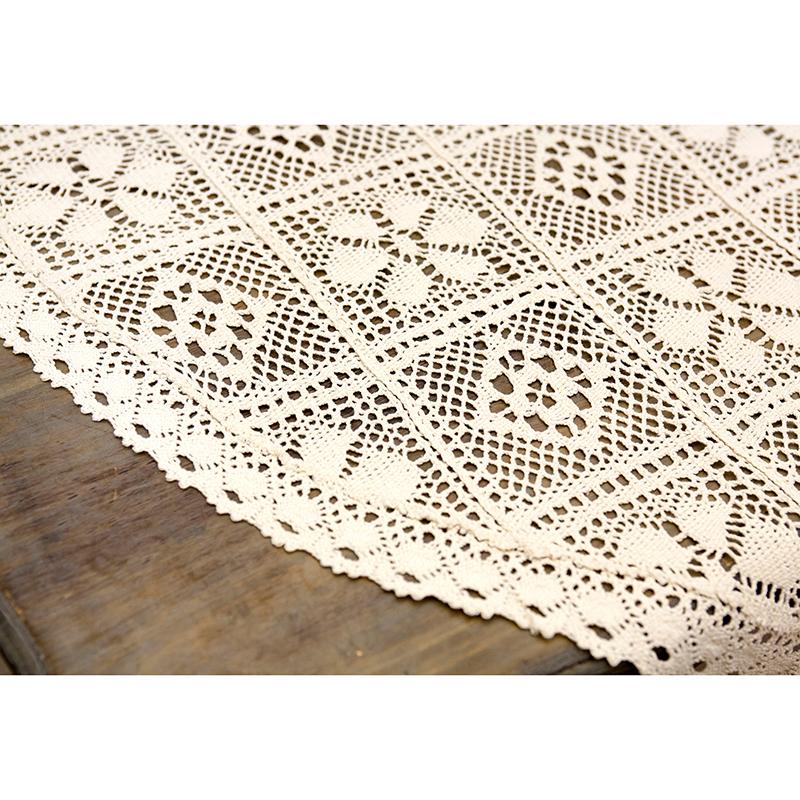 ハンドワークコットンフィレレース　フリークロス Vintage生成り ハンドワークコットンフィレレース フリークロス