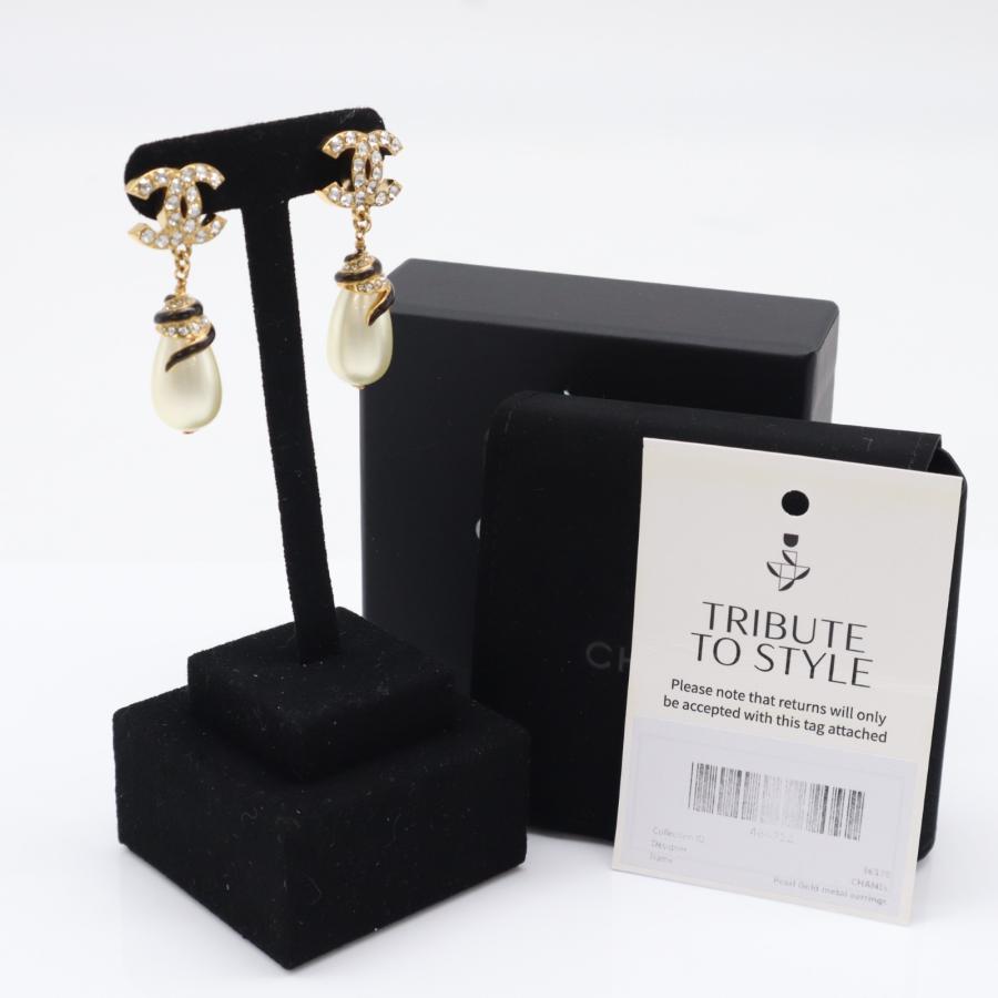 シャネル ココ ラインストーン フェイクパール ピアス 美品 【鑑定済】 CHANEL（シャネル） ☆3日以内返品可☆ 極美品 ココマーク フェイク