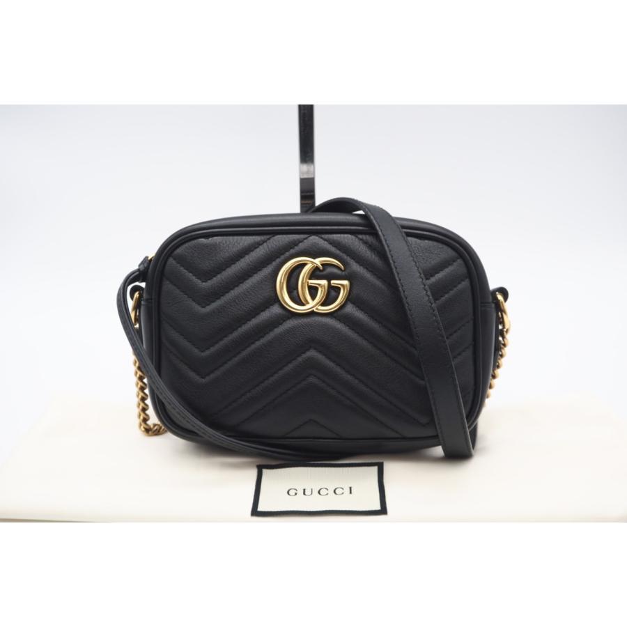 ★3日以内返品可★ 美品 GUCCI グッチ GGマーモント キルティング ミニバッグ 448065 ショルダーバッグ ブラック | GUCCI