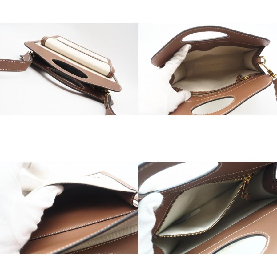 ★3日以内返品可★ 美品 BURBERRY バーバリー キャンバス レザー ミニ ポケットバッグ ナチュラル 8031746 | BURBERRY | 08