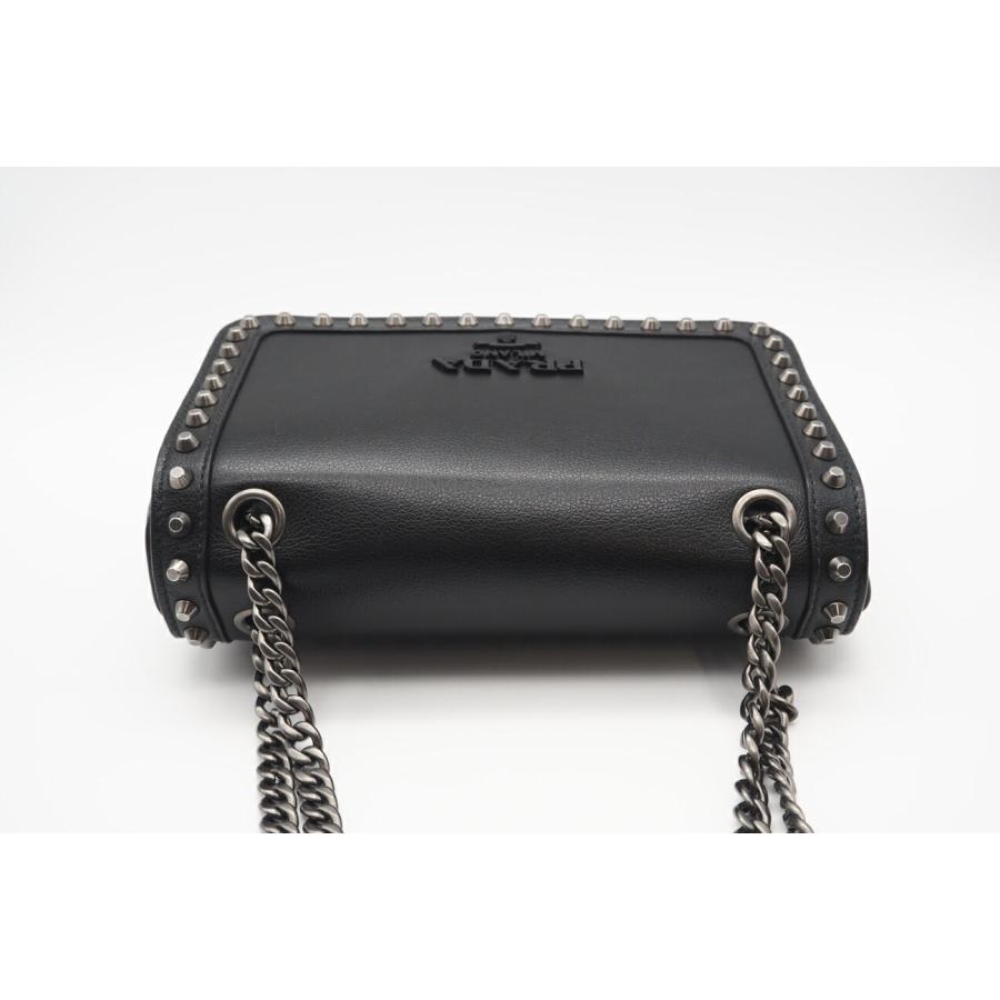 ★3日以内返品可★ 美品 PRADA プラダ レザー ロゴ スタッズ チェーンショルダー 1BD147 ショルダーバッグ | PRADA | 07