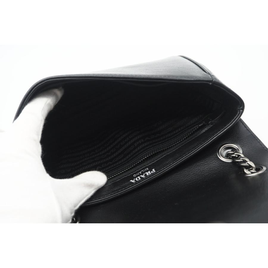 ★3日以内返品可★ 美品 PRADA プラダ レザー ロゴ スタッズ チェーンショルダー 1BD147 ショルダーバッグ | PRADA | 08