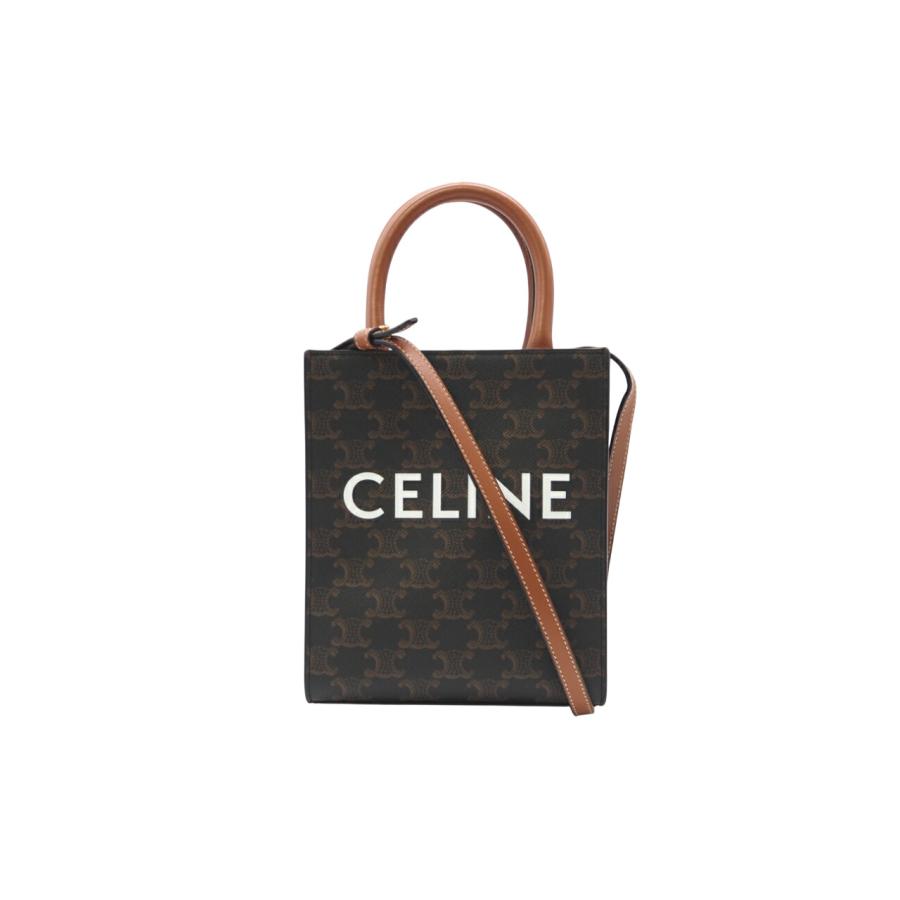 ★3日以内返品可★ 美品 CELINE セリーヌ トリオンフ キャンバス ミニ バーティカル カバ トートバッグ タン | CELINE | 01