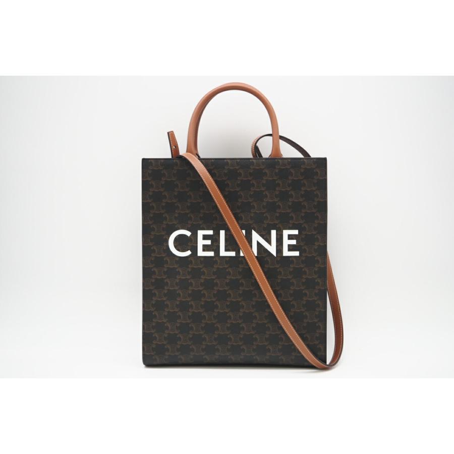 ★3日以内返品可★ 極美品 CELINE セリーヌ トリオンフ キャンバス スモール バーティカル カバトートバッグ タン | CELINE | 02