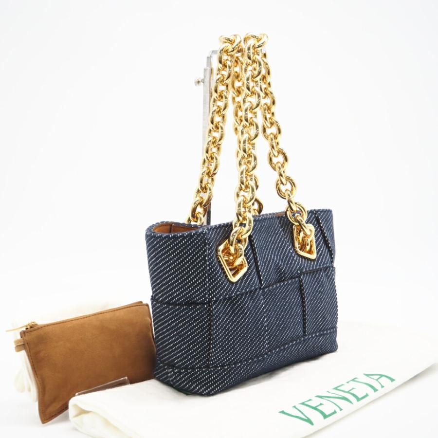 ★3日以内返品可★ 極美品 BOTTEGAVENETA ボッテガヴェネタ マキシイントレチャート アルコ デニム トートバッグ | 