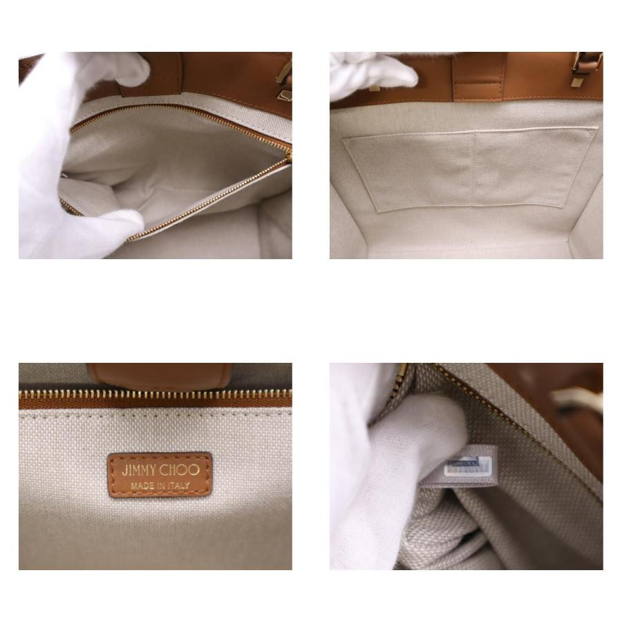 ★3日以内返品可★ 極美品 JIMMY CHOO ジミーチュウ コットンキャンバス VARENNE トートバック ナチュラル |  | 09