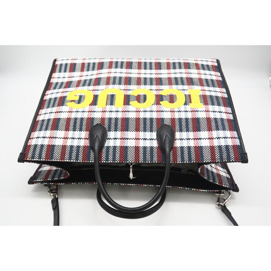 ★3日以内返品可★ 美品 GUCCI グッチ ラフィア×ナイロン チェック 2WAYハンドバッグ マルチカラー 659980 | GUCCI | 04