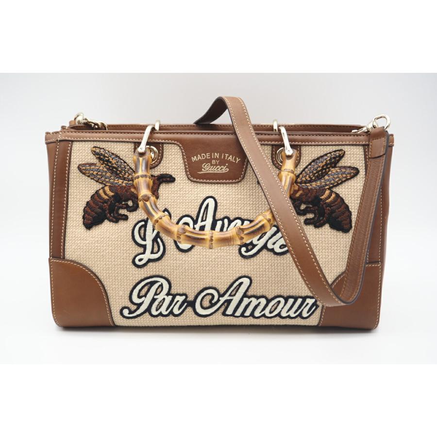 ★3日以内返品可★ 美品 GUCCI グッチ バンブー キャンバス×レザー 2WAYハンドバッグ 323660 | GUCCI | 02