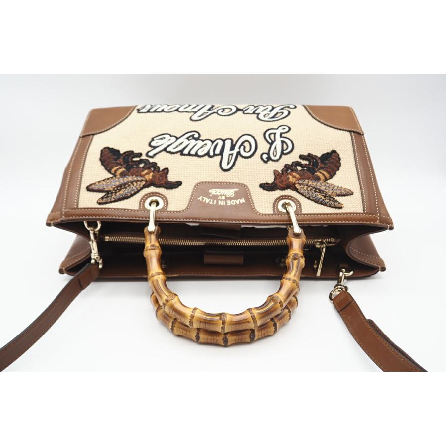 ★3日以内返品可★ 美品 GUCCI グッチ バンブー キャンバス×レザー 2WAYハンドバッグ 323660 | GUCCI | 07