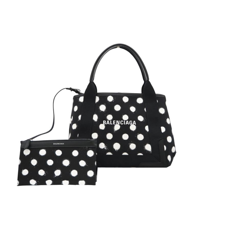 ★3日以内返品可★ 美品 BALENCIAGA バレンシアガ Navy スモール カバス ドット柄 キャンバス トート | BALENCIAGA | 01