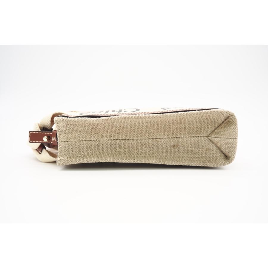 ★3日以内返品可★ 美品 Chloe クロエ ウッディ リネン製 ノースサウス キャンバス レザー ミニ トート | Chloe | 05