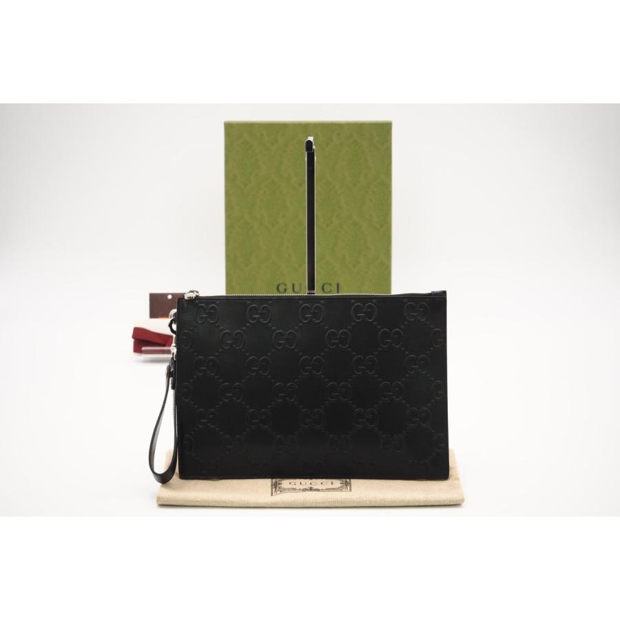★3日以内返品可★ 極美品 GUCCI グッチ GGエンボス レザー クラッチ 625569 クラッチバッグ ブラック レザー | GUCCI