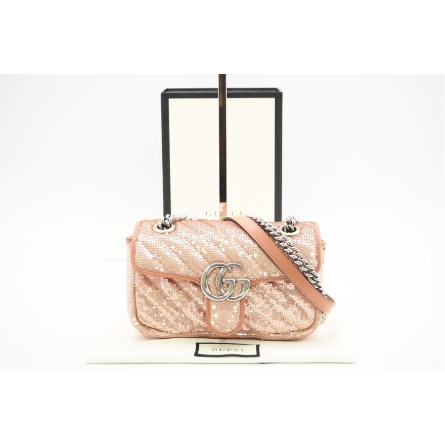 ★3日以内返品可★ 極美品 GUCCI グッチ GGマーモント レザー スパンコール チェーンショルダー 446744 | GUCCI
