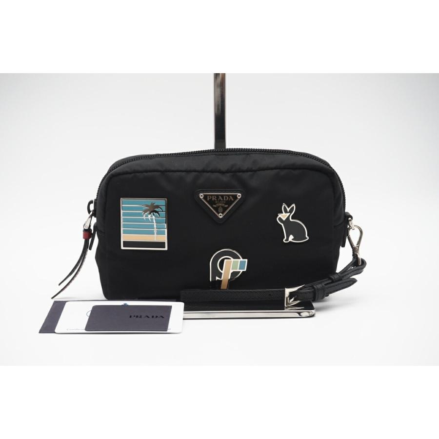 ★3日以内返品可★ 極美品 PRADA プラダ ナイロン テスートスマルト ロゴポーチ 1NE021 ポーチ ブラック ナイロン | PRADA