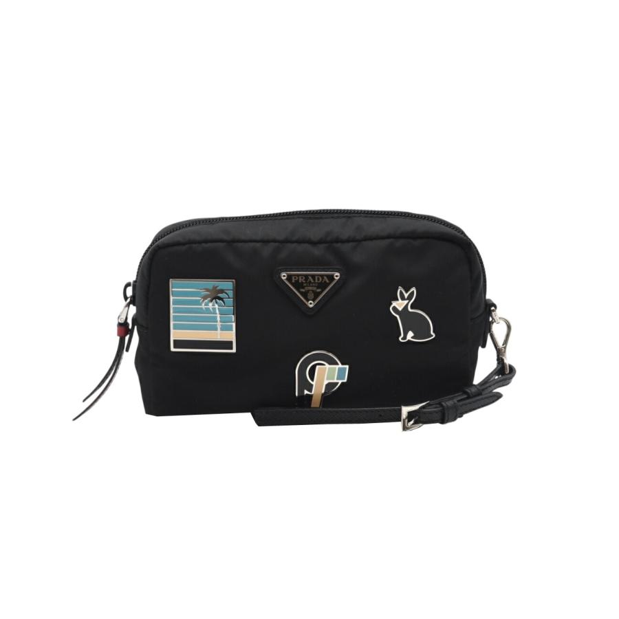 ★3日以内返品可★ 極美品 PRADA プラダ ナイロン テスートスマルト ロゴポーチ 1NE021 ポーチ ブラック ナイロン | PRADA | 01