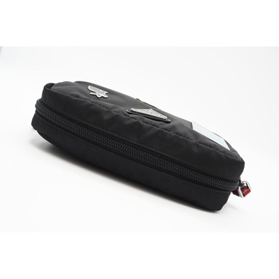 ★3日以内返品可★ 極美品 PRADA プラダ ナイロン テスートスマルト ロゴポーチ 1NE021 ポーチ ブラック ナイロン | PRADA | 04
